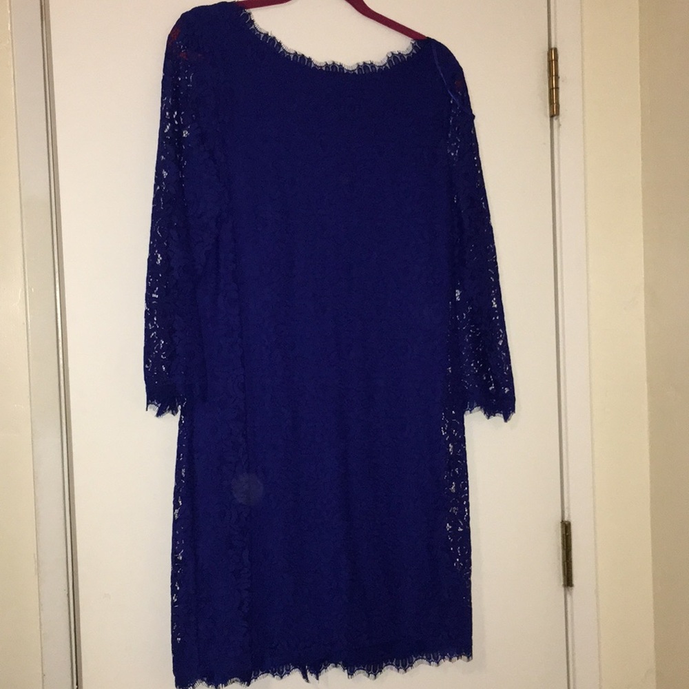 DVF lace Colleen Dress in Cosmic Blue Sz 14