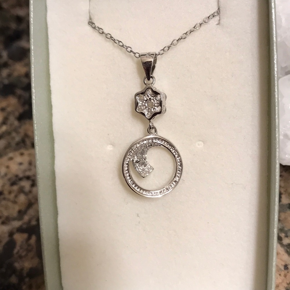 STERLING SILVER PENDANT W/AUSTRIAN CRYSTALS NIB - Picture 2 of 5