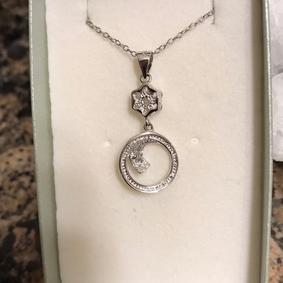 STERLING SILVER PENDANT W/AUSTRIAN CRYSTALS NIB - Picture 2 of 5