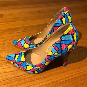 High heels, brand new. #blue#yellow#pink#stylish