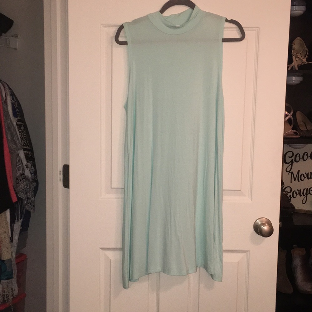 Mint Piko turtleneck sleeveless dress