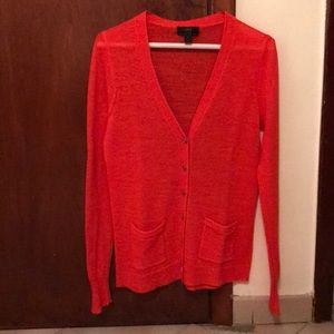 J. Crew coral alpaca blend cardigan