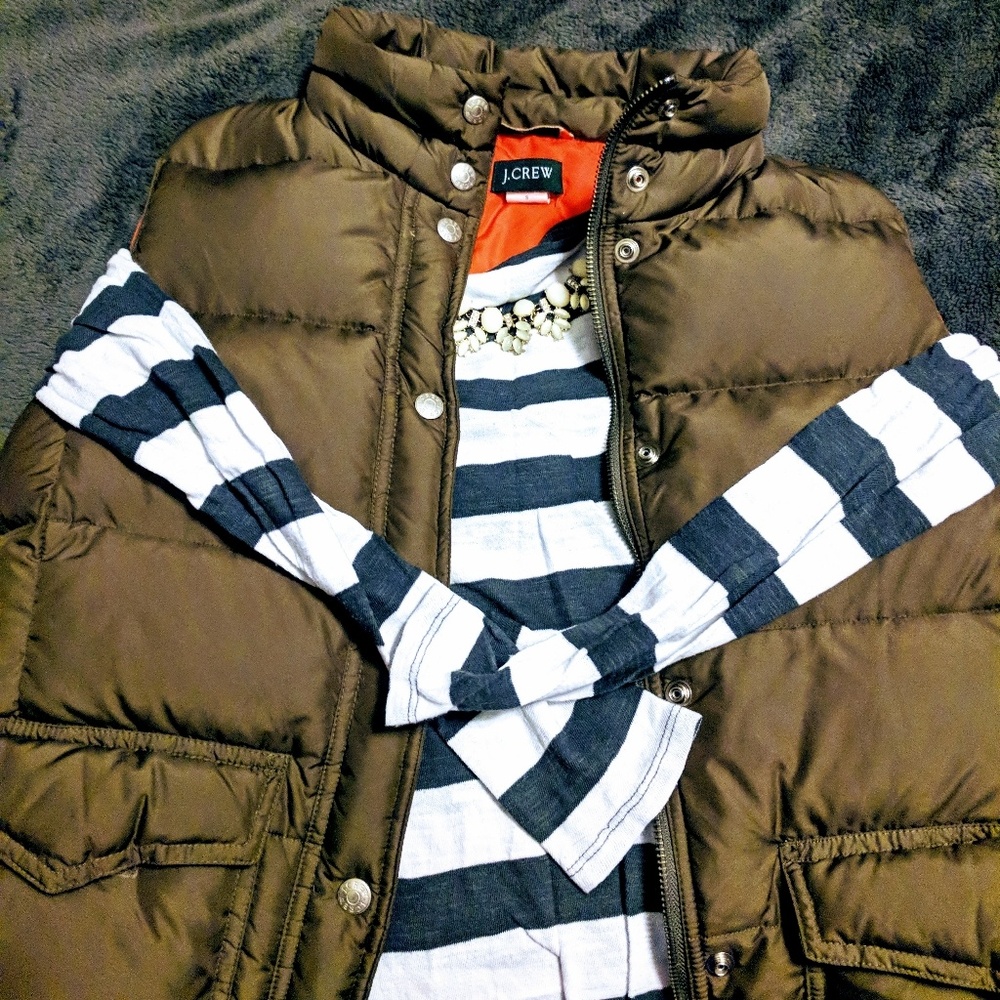 J Crew Green Puffer Vest Size Small