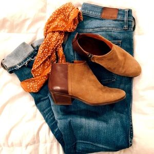 Madewell leather/suede side zip booties