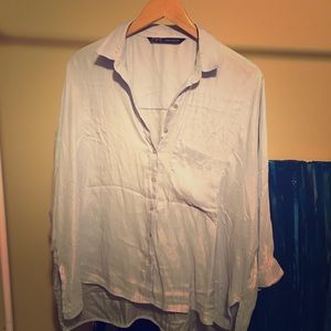 Baby blue ZARA Silky Shirt