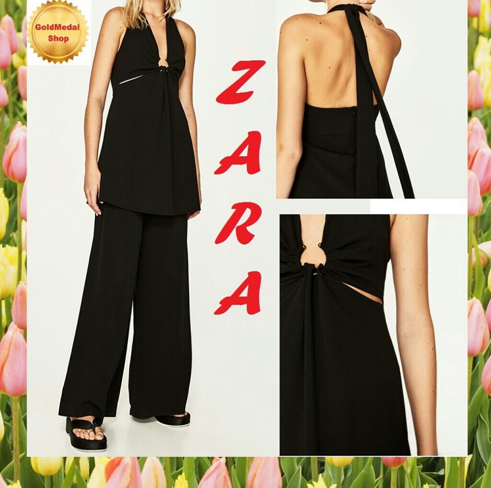 ZARA Ring Detail Black Mini Halter Dress/Tunic