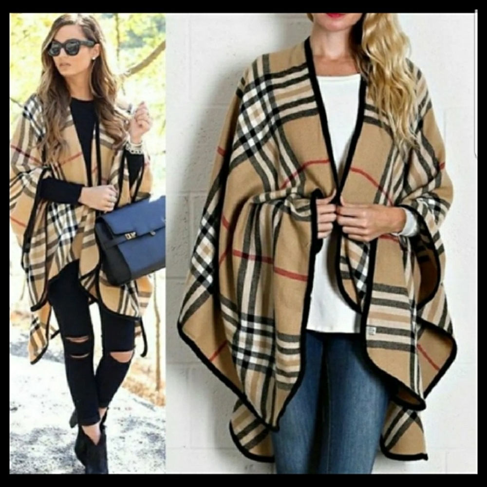 Camel Plaid Ruana