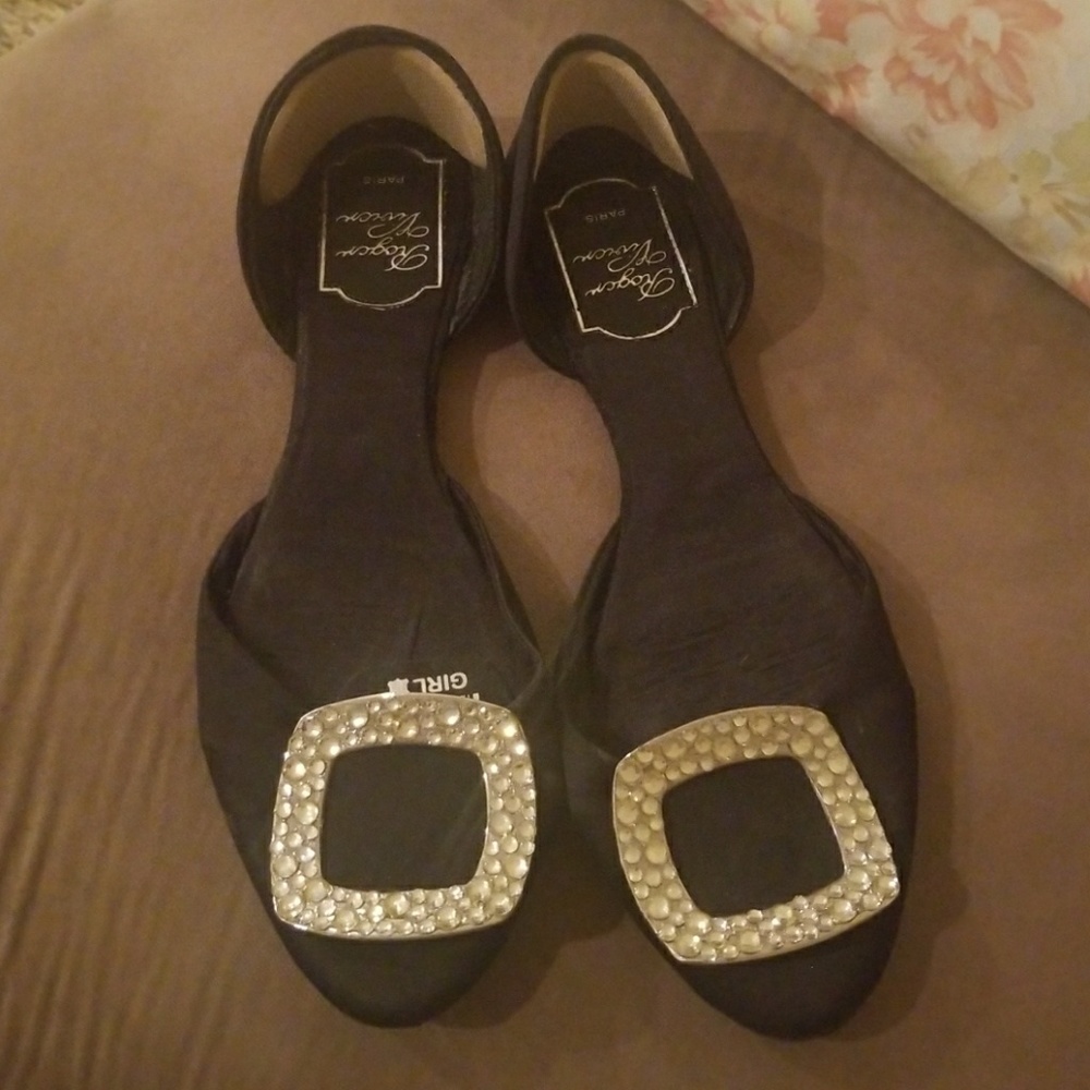 Roger Vivier flats 38 satin sparkly buckle