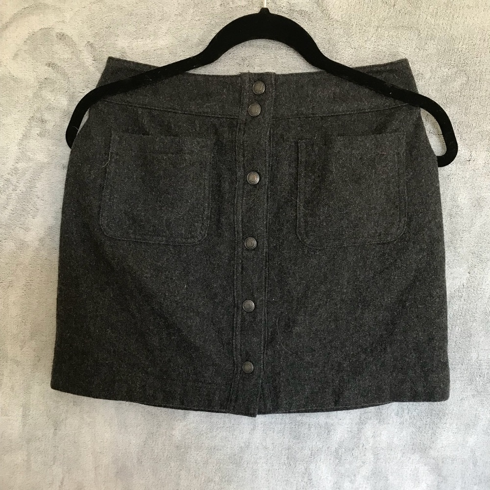 Gray Button-Up Mini Skirt
