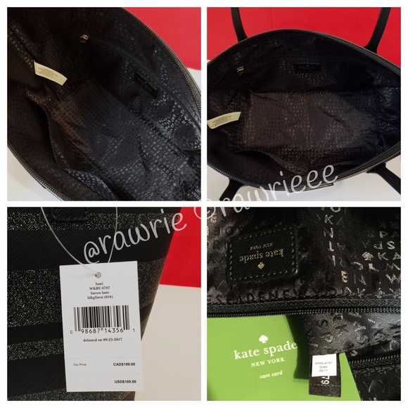 SALE New Kate Spade Black Glitter Small Tote - Picture 4 of 4
