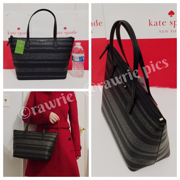 SALE New Kate Spade Black Glitter Small Tote - Picture 2 of 4