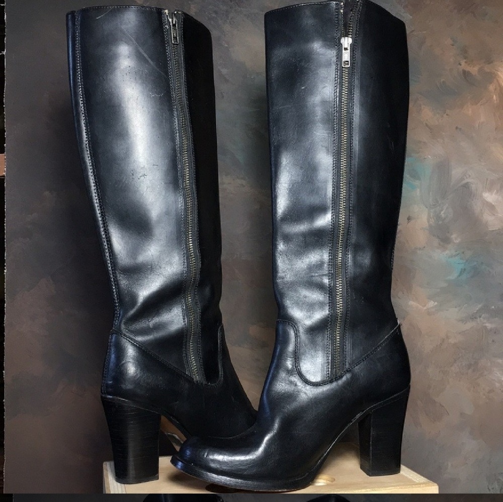 Frye Leather Boots 8.5 Black Block Heel