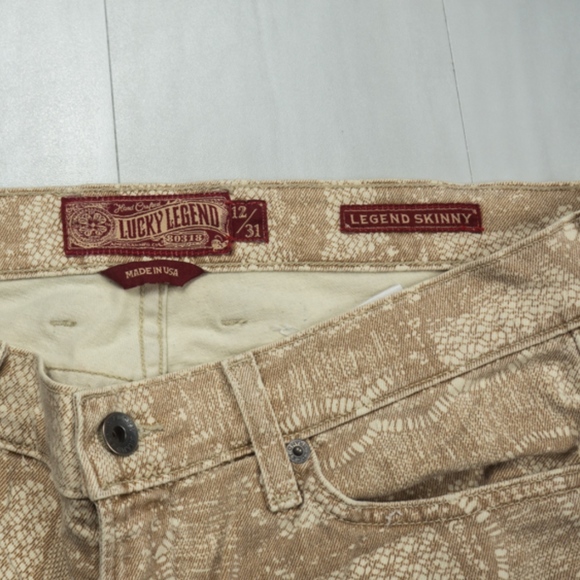 LUCKY Brand LEGEND Jeans Tan Lace Pattern 12/31 - Picture 1 of 8