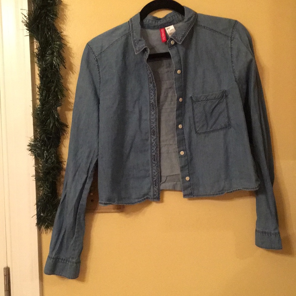 Cropped Denim Button Down