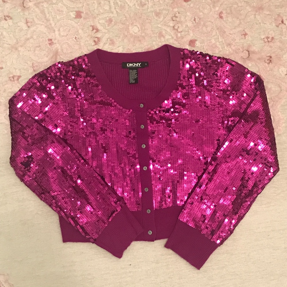 Cropped Pink Sequin Sweater