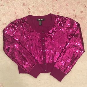 Cropped Pink Sequin Sweater