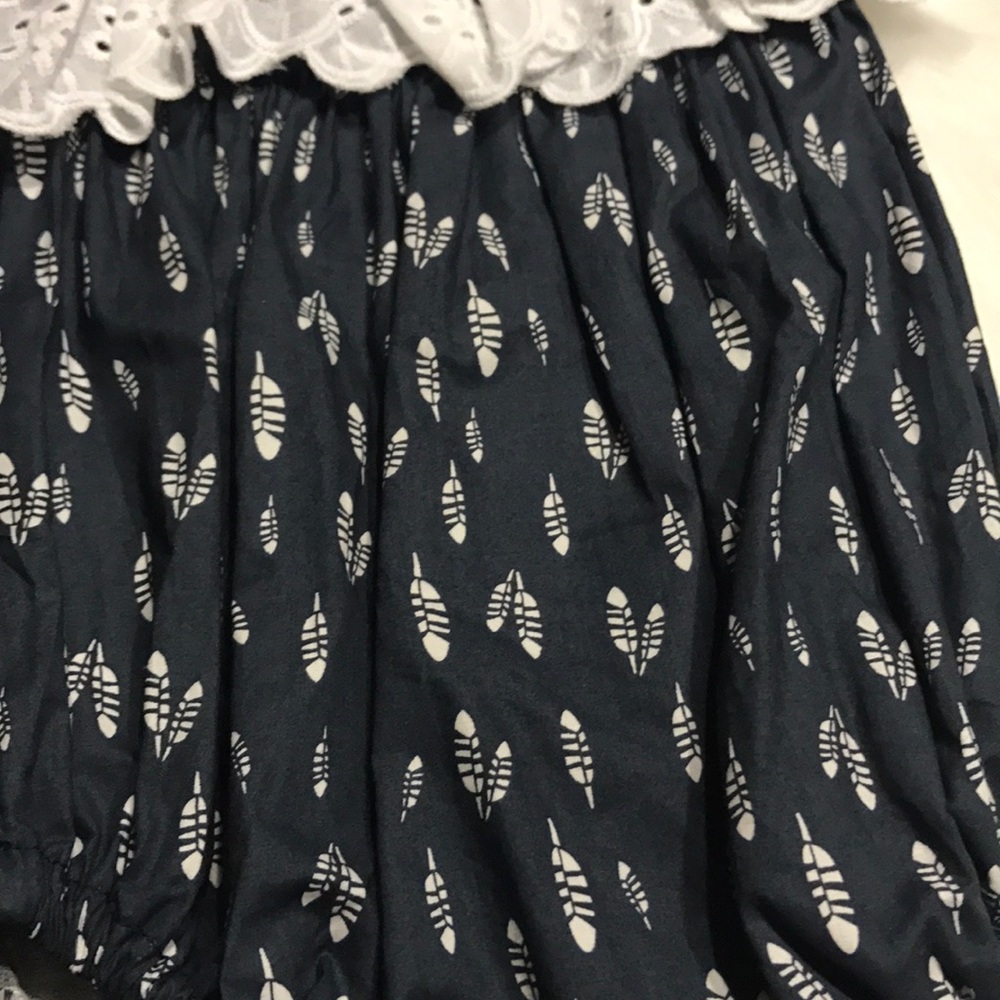 Boutique Feather Romper with Flower Bow - Picture 2 of 7