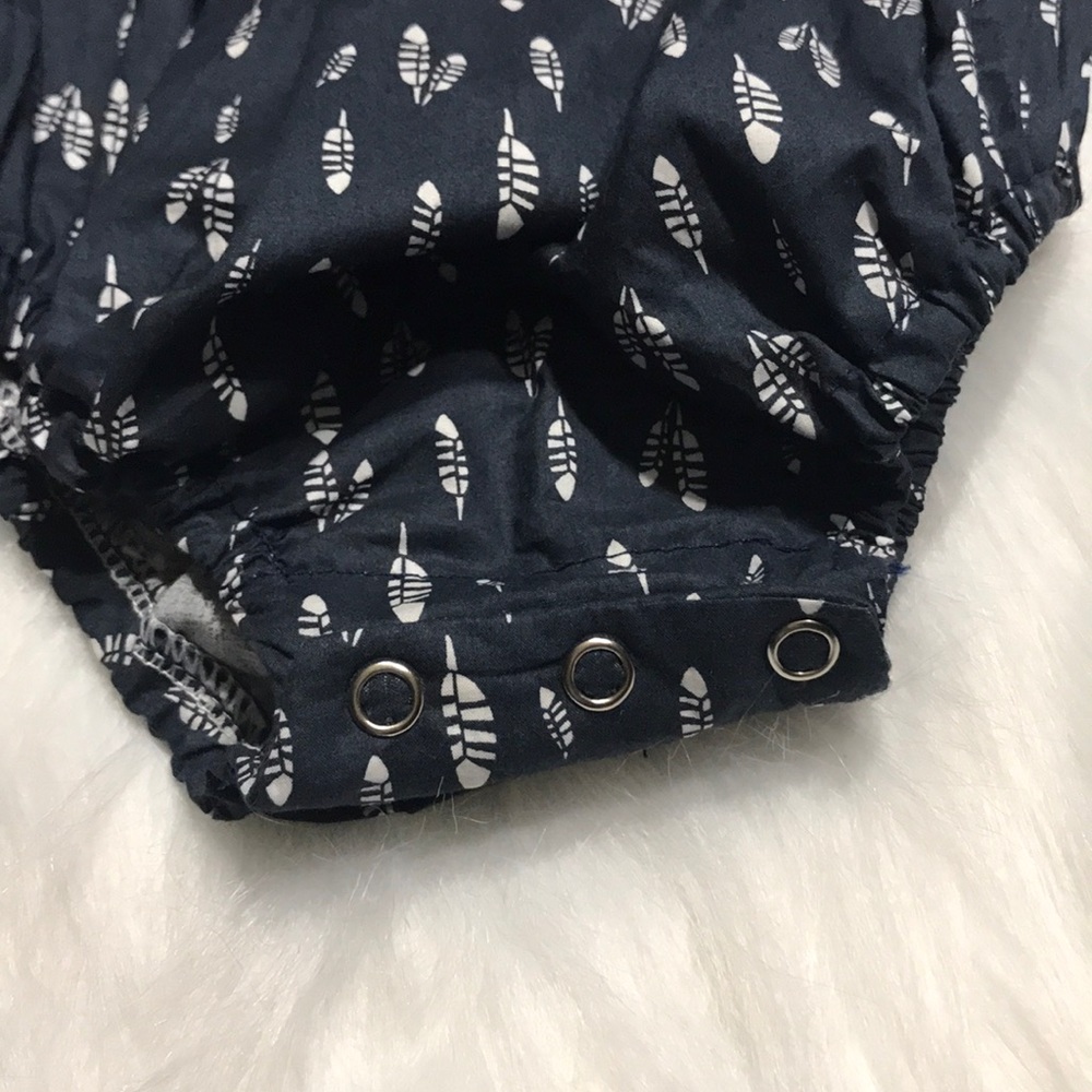 Boutique Feather Romper with Flower Bow - Picture 3 of 7