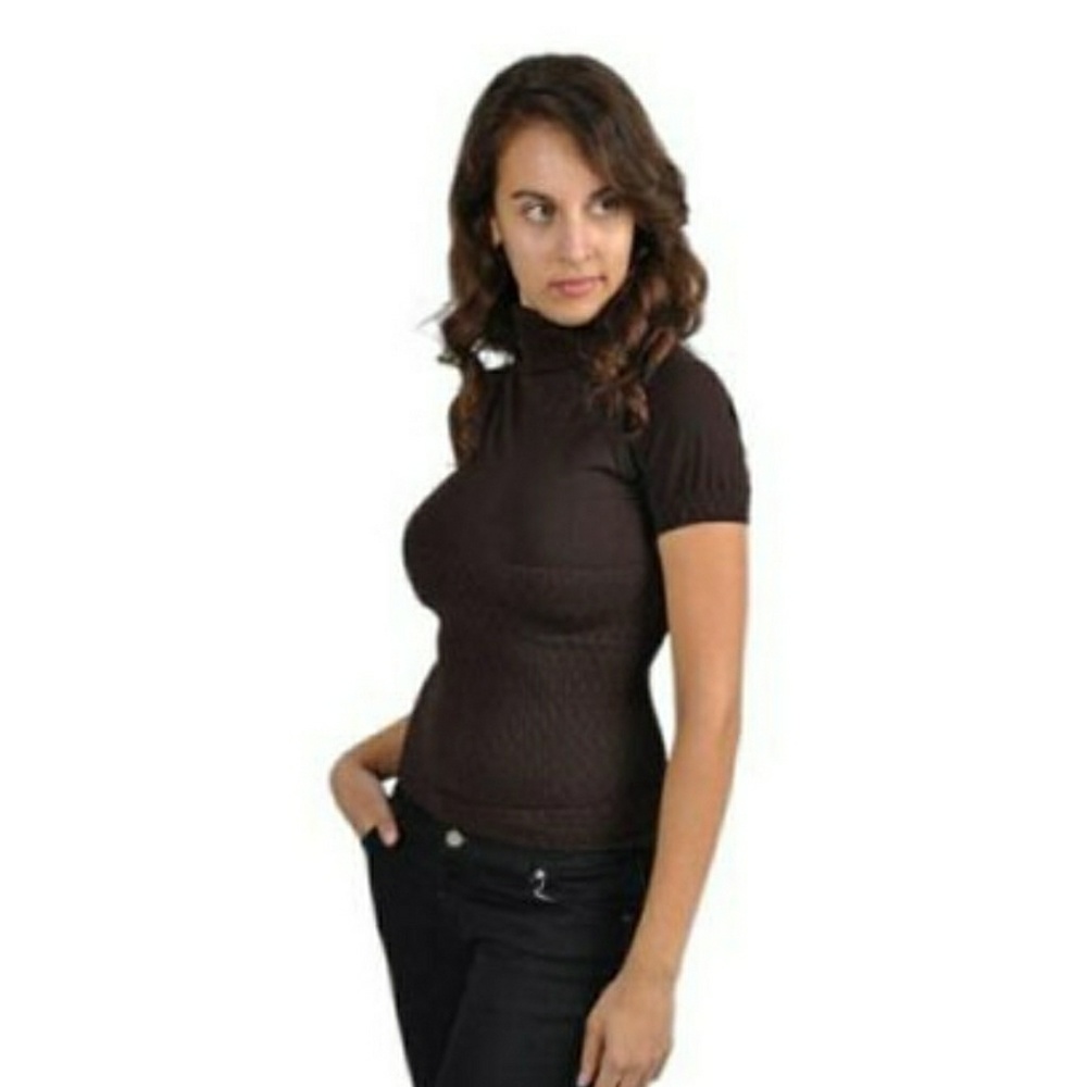 Black junior turtleneck short sleeve top