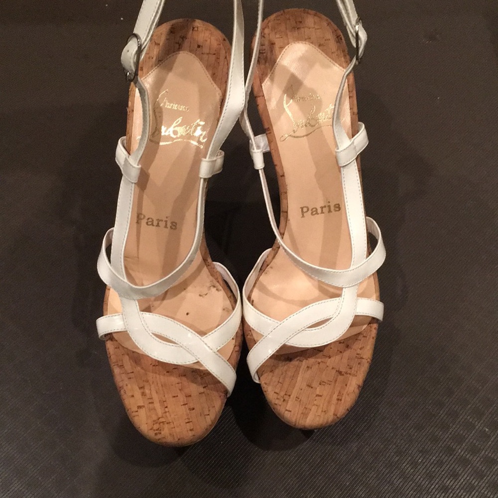 Christian Louboutin White Patent Wedges