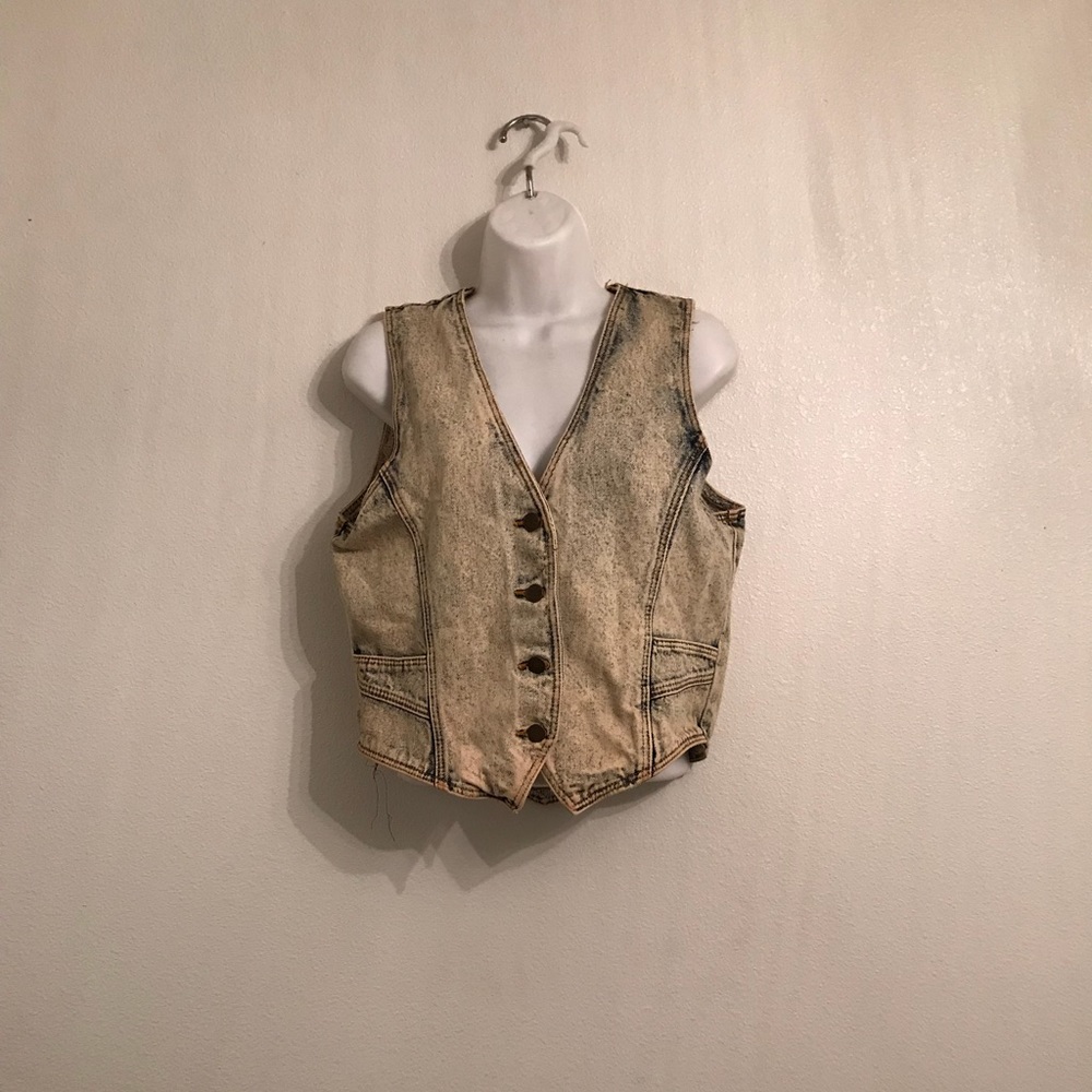 Gitano Express Vintage Acid Wash Denim Vest Medium