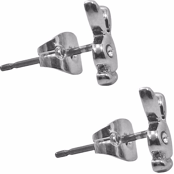 Playboy Bunny Stud Earrings Platinum Plated Logo - Picture 3 of 4