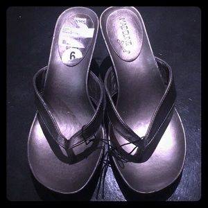 Silver wedge flip flop