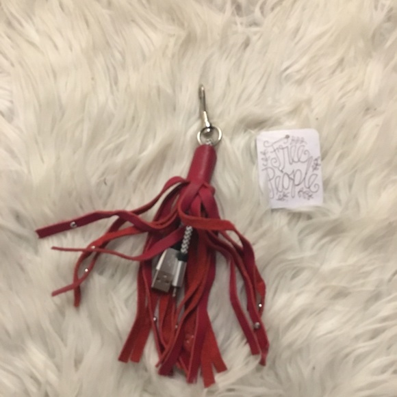 Leather Keychain Iphone Charger Red Tote Bag - Picture 2 of 2