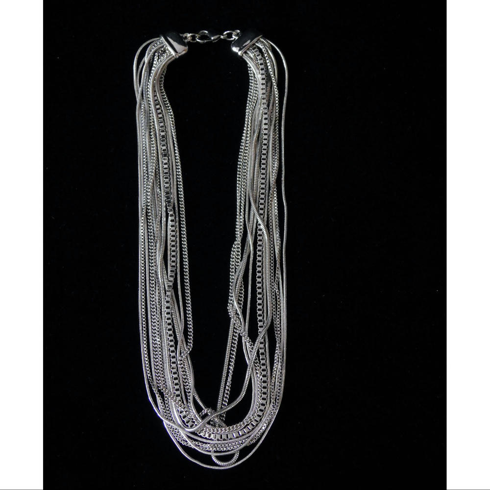 NWT Silver multi strand necklace LTDN76 - Picture 6 of 7