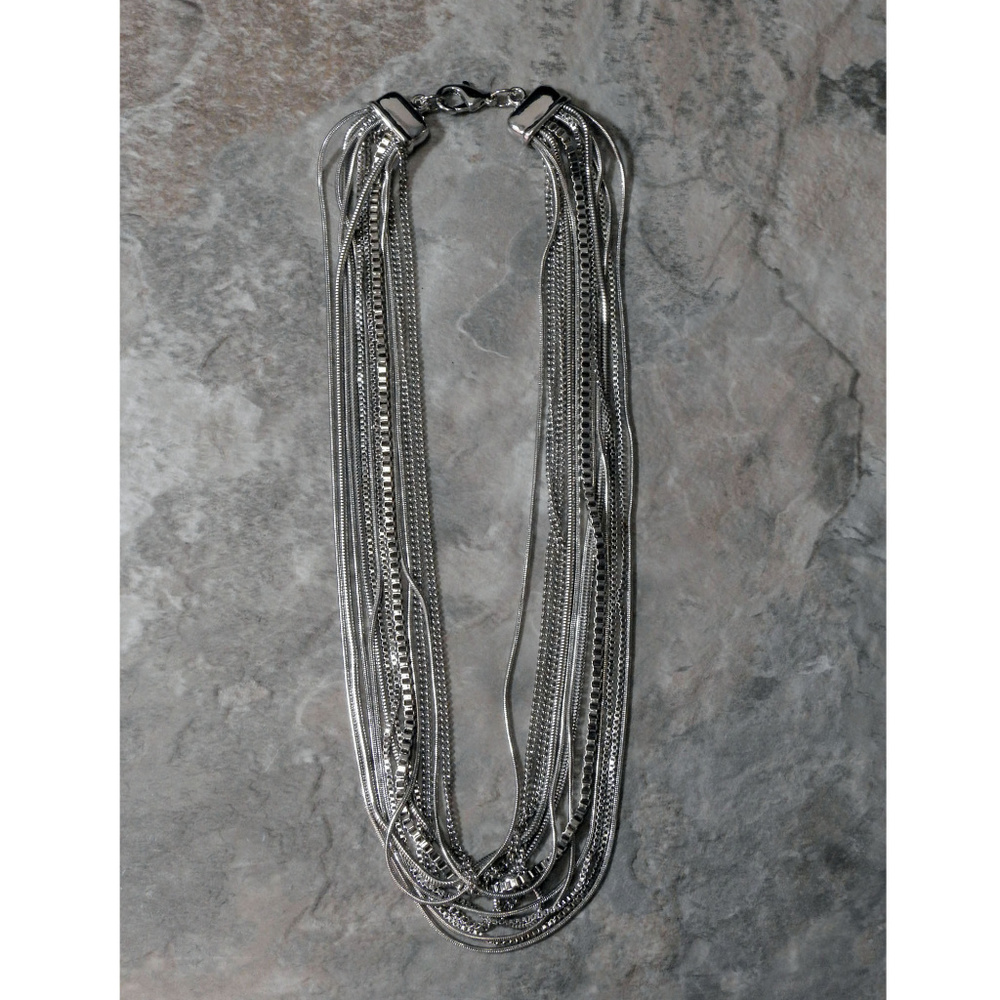 NWT Silver multi strand necklace LTDN76 - Picture 7 of 7