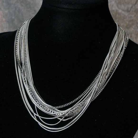 NWT Silver multi strand necklace LTDN76 - Picture 5 of 7
