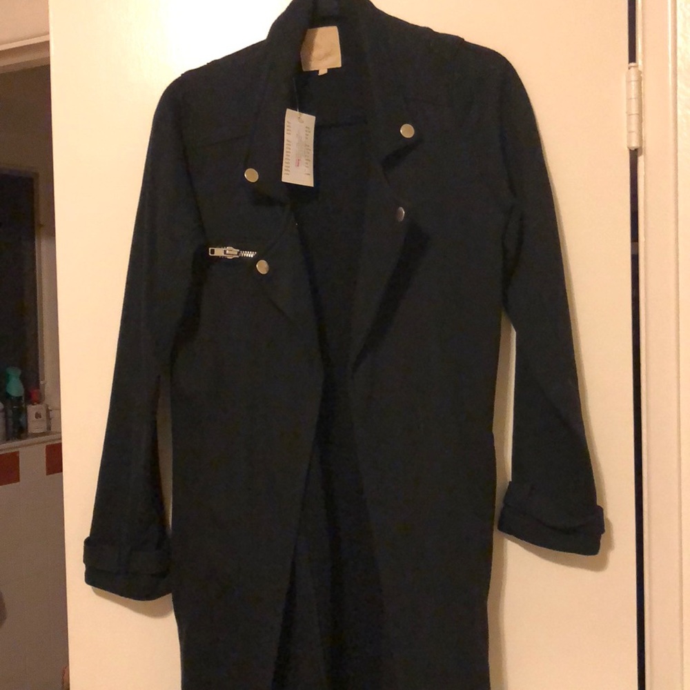 Black Chaser LA fleece trench coat NWT