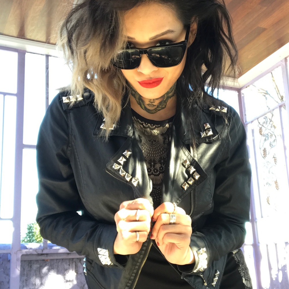 Classic rock n roll Black pleather jacket
