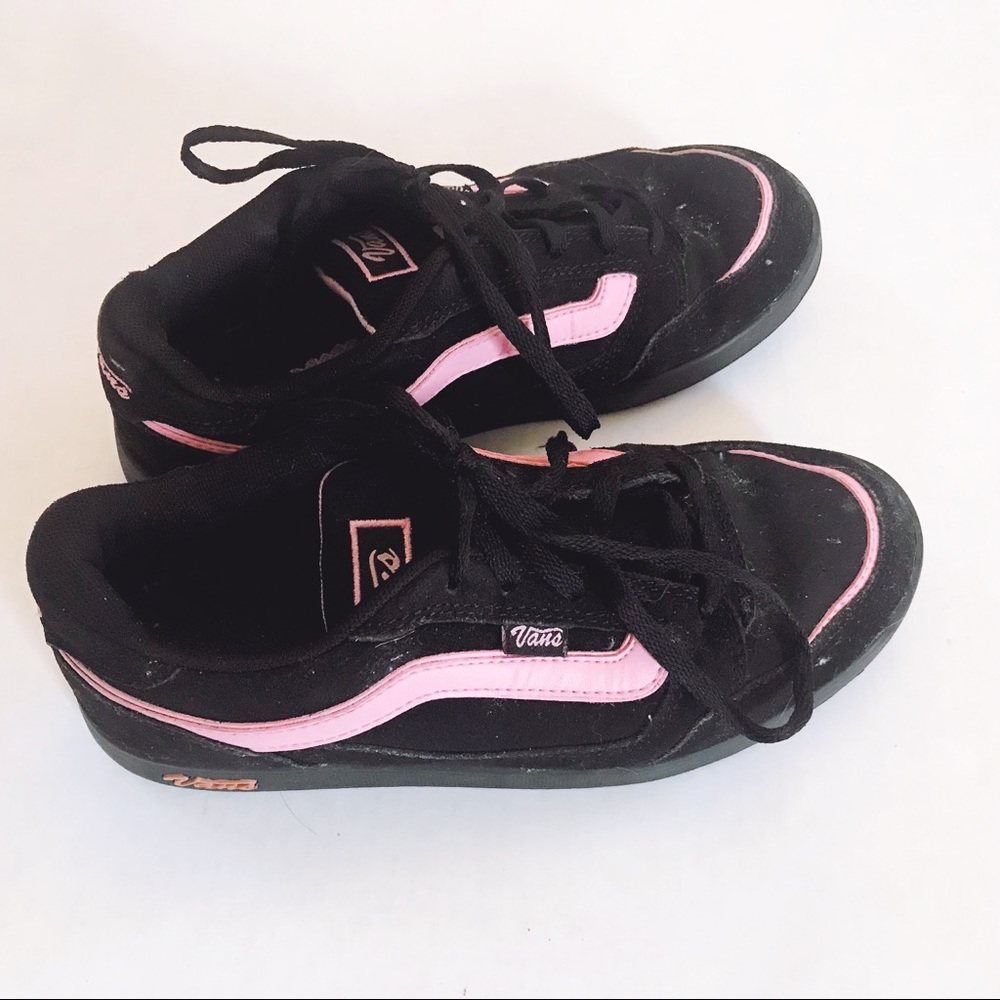 Pink and Black Leather Vans