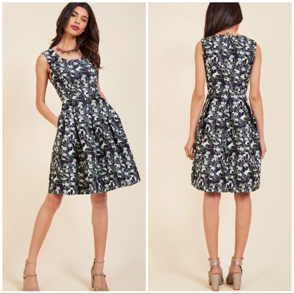 🎋Bamboo👗 Fit & Flare Dress w Pandas 🐼 & Pockets