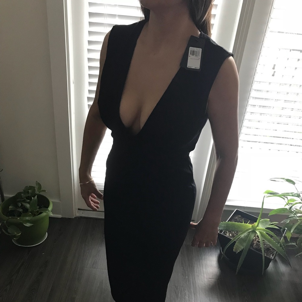 Guess black midi dress with an open back