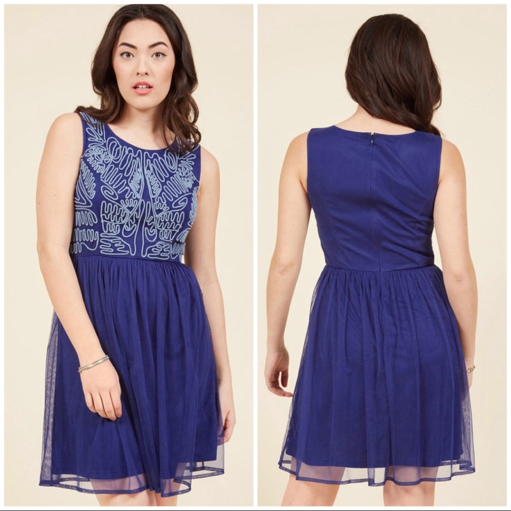 💙❄️👗 Deep Blue A-Line, Fit & Flare Dress