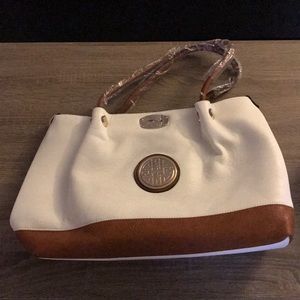 NWOT! Large white and brown handbag