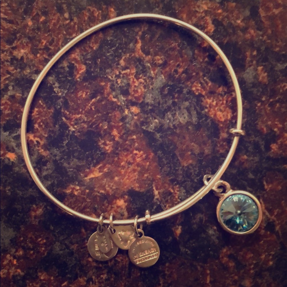 Alex and Ani Silver march birthstone bracelet.