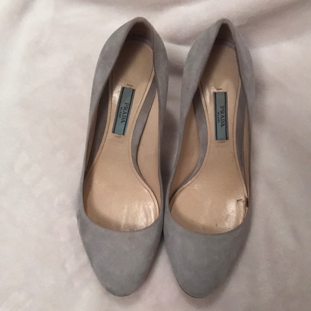 Prada Suede Grey Pumps