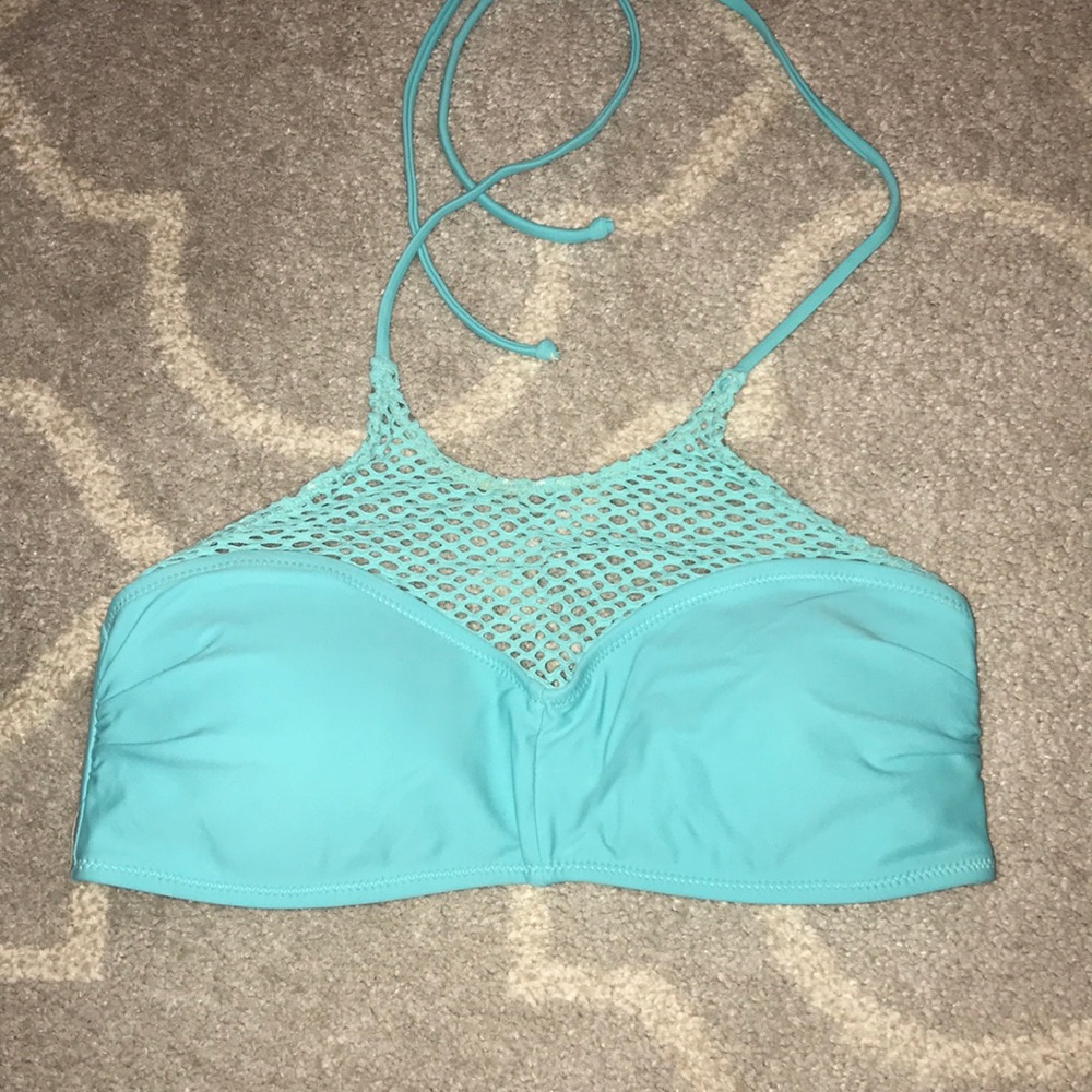 Blue Bikini Top with Net Detail
