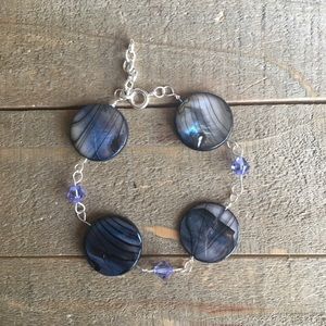 Blue Shell and Crystal Bracelet
