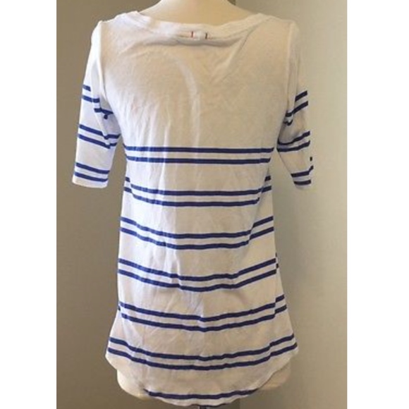 Anthropologie t.la Blue White Striped Top Floral - Picture 3 of 4