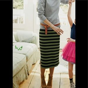 HANNA ANDERSSON STRIPED MIDI SKIRT, Olive / Black