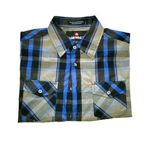 Plaid Short Sleeve Button Down Boys 14 Mens Small