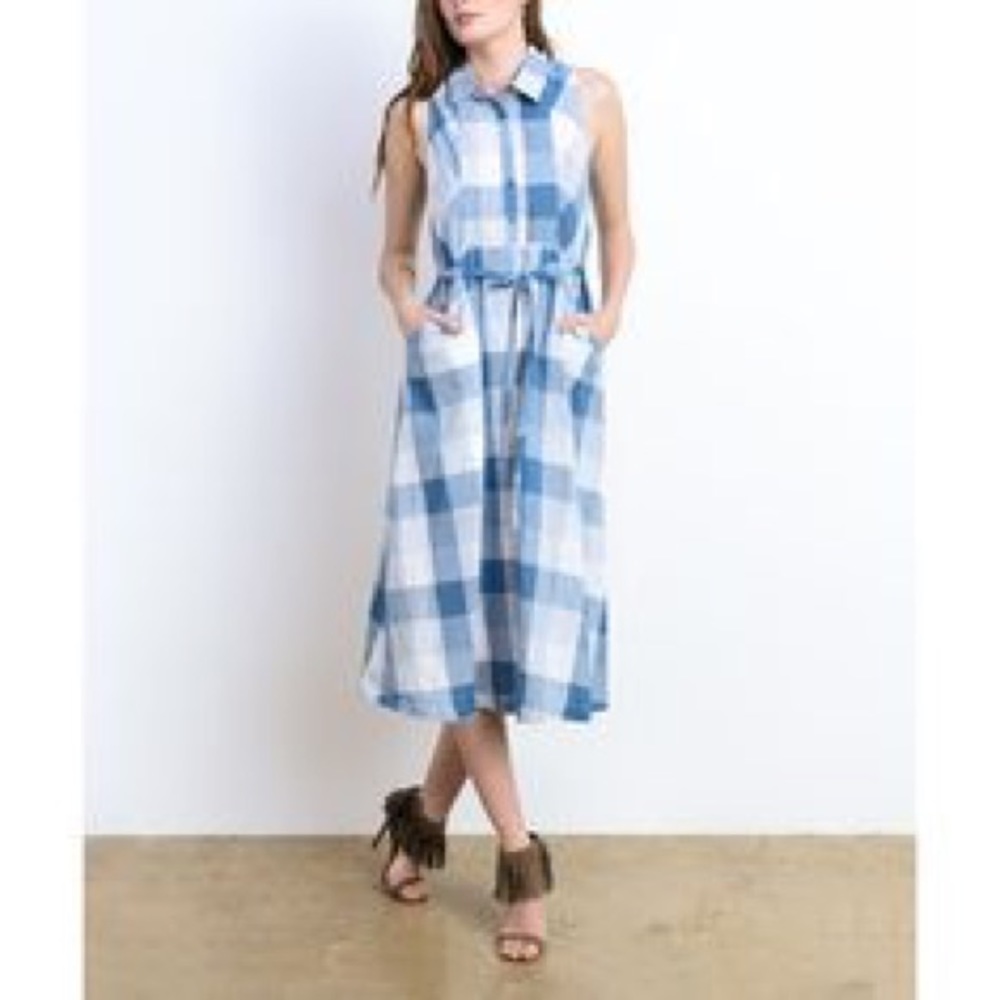 Doe and Rae Blue Plaid Dress