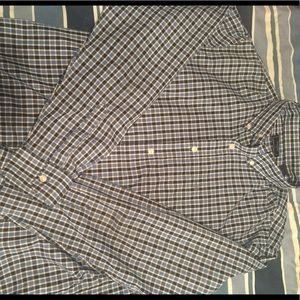 Men's blue plaid Dockers dress shirt.