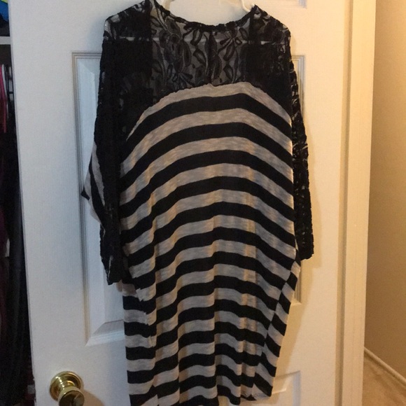 Striped and lace cocoon cardigan - Picture 3 of 5