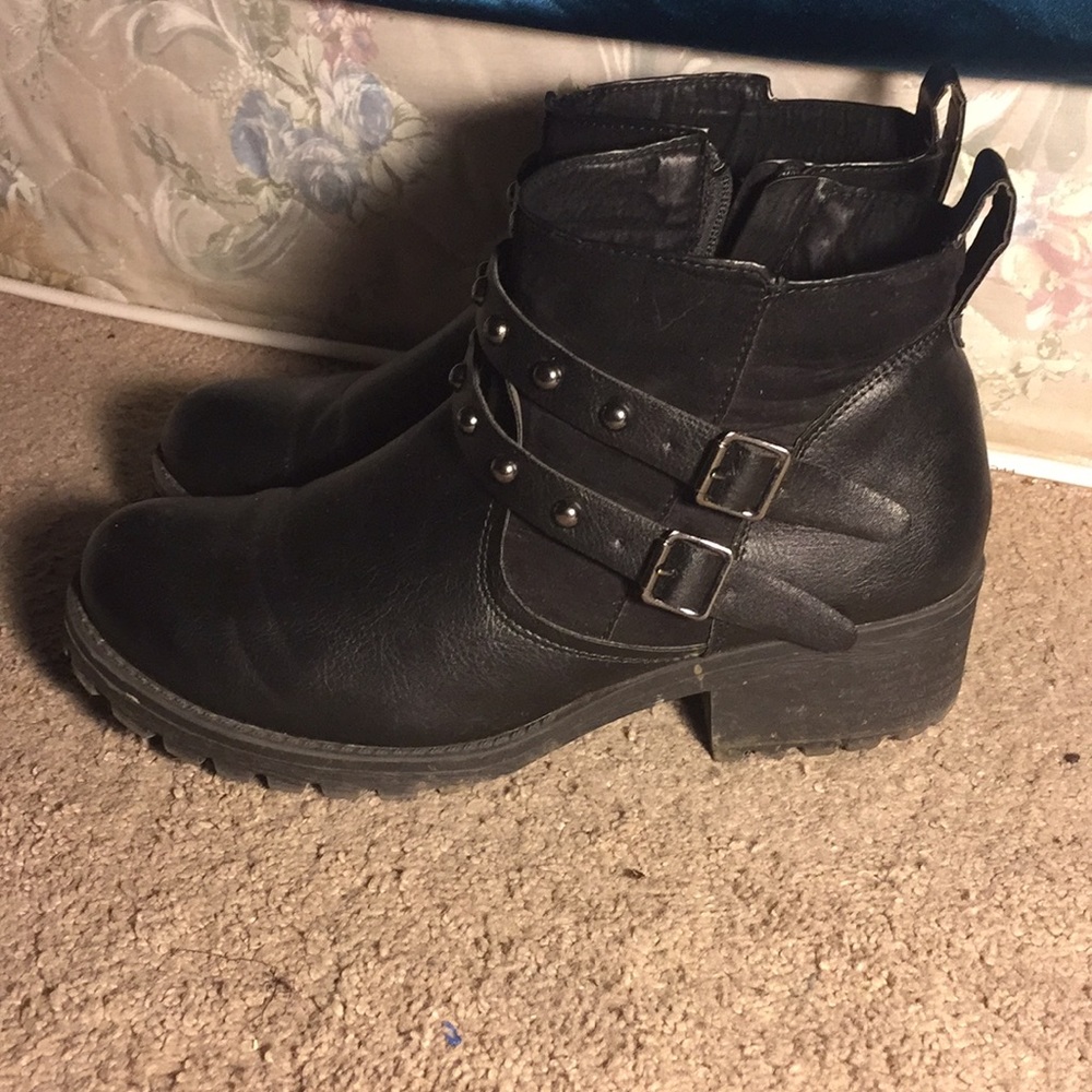 Black leather ankle boots