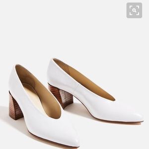 white v cut heels